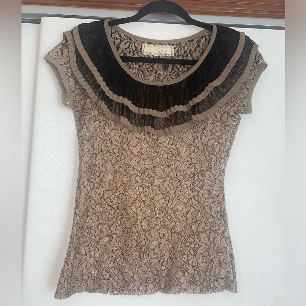 Lace Blouse Light Brown/Black